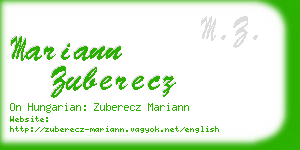 mariann zuberecz business card